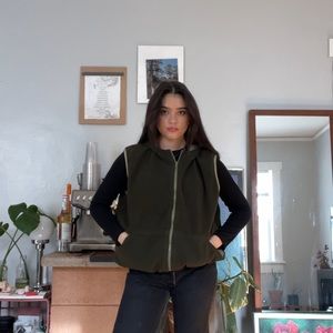 Reversible hooded fleece vest